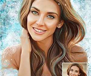 Портрет по фото жены на Новый год